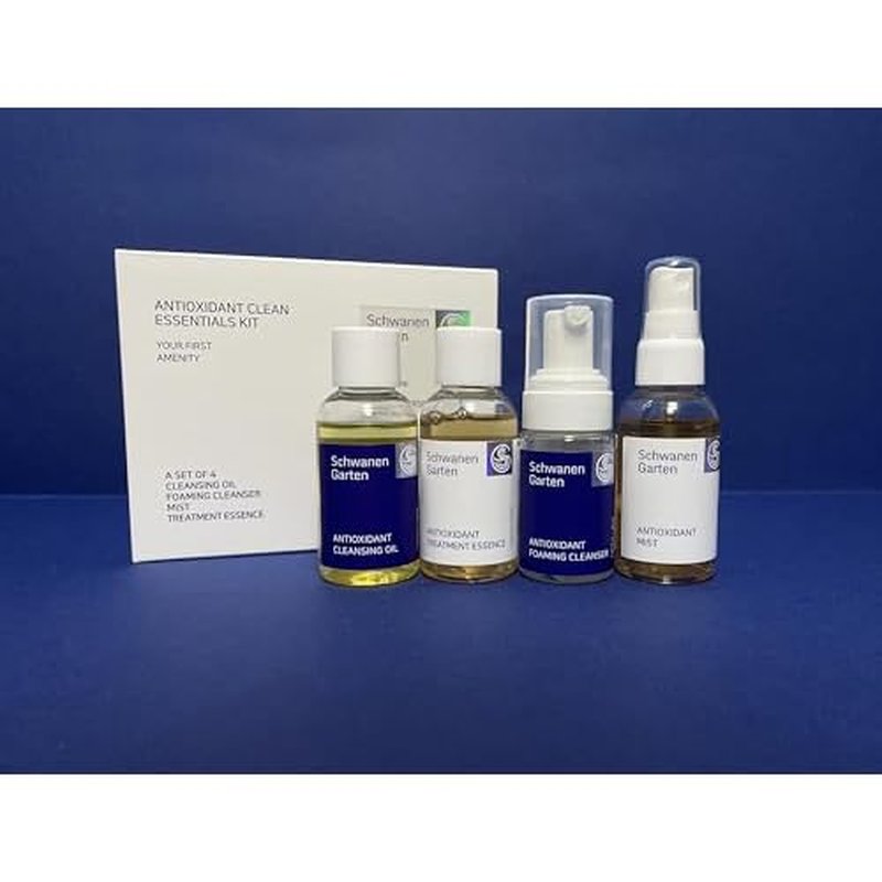 Antioxidant Clean Essentials Kit, Travel Size Skincare Set with Cleansing Oil, Foaming Cleanser, Mist, Treatment Essence