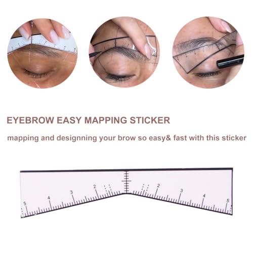 Eyebrow Ruler Sticker Eyebrow Easy Mapping Shaping Sticker Stencil Microblading Pmu Measure Tool Brow Shape Design Positioning Stickers(20Pcs/Bag)