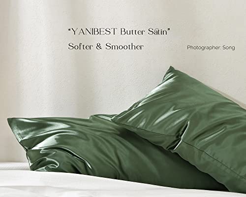 Queen Satin Pillowcase Set of 2 - Hair & Skin Protection, Sage