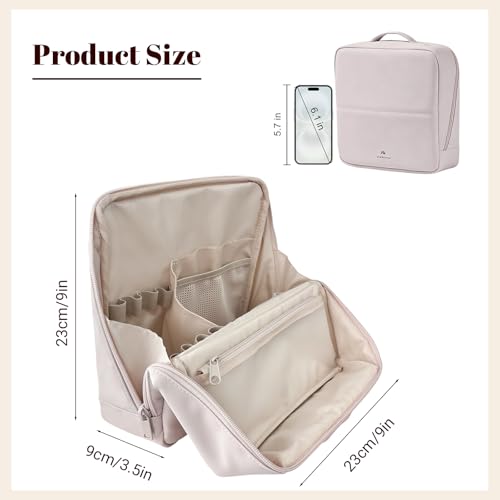 Standing Makeup Bag for Women Large Travel Cosmetic Organizer - Light Pink