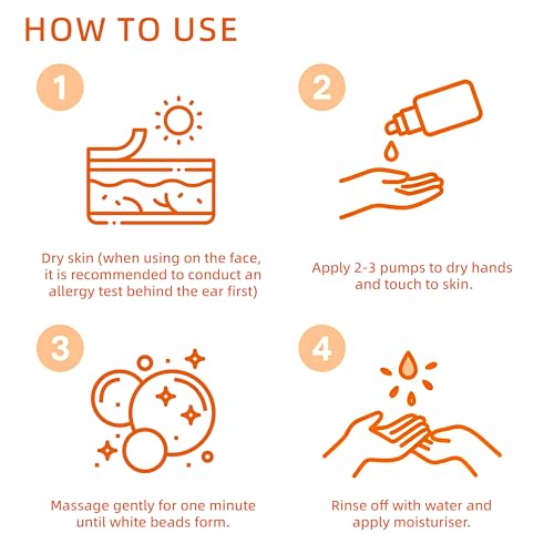 HKY Vitamin C Exfoliating Gel for Face & Body (10.14 fl oz) - Brightening Orange Peeling Gel with Niacinamide, Salicylic Acid & Centella - Gentle Dead Skin Remover Scrub for Smooth, Glowing Skin