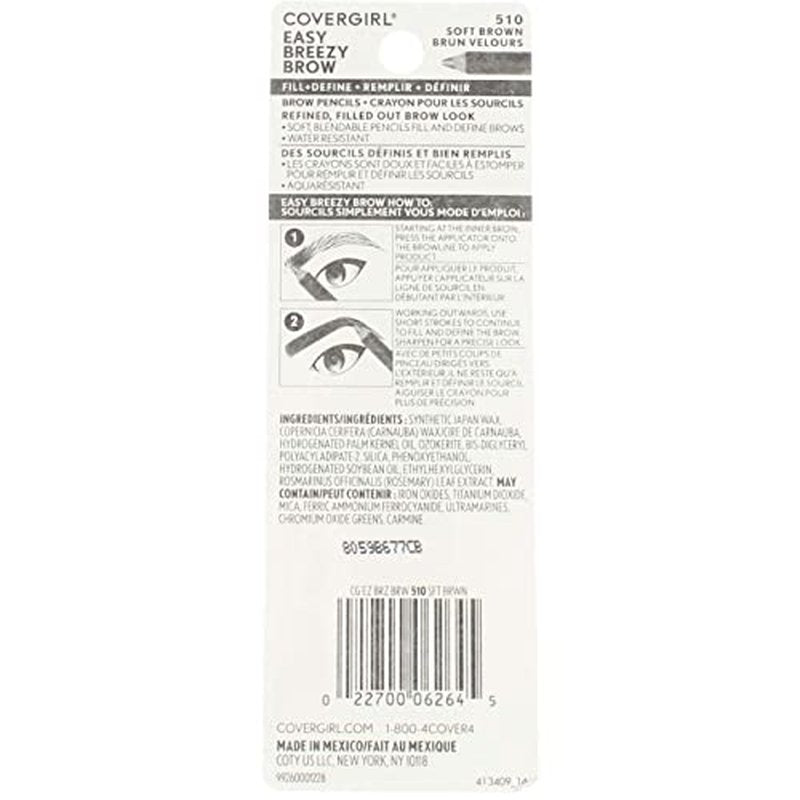 CoverGirl Brow & Eye Makers Brow Shaper & Eyeliner, Soft Brown 510, .06 oz (Pack of 4)
