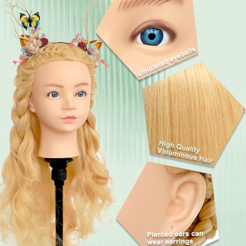 Mannequin Head with 50% Real & Synthetic Hair - Bleach Blonde 28In - Practice & Styling