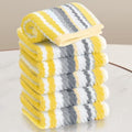 Yellow Gray Cotton Washcloths 6 Pack - 13x13 Inches, Quick Dry, Striped
