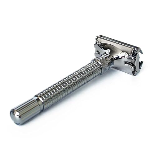 G.B.S Adjustable DE Butterfly Shaving Razor Stainless Steel Knurled Handle and 120 Count Double Edge Safety Razor Blade Variety Pack