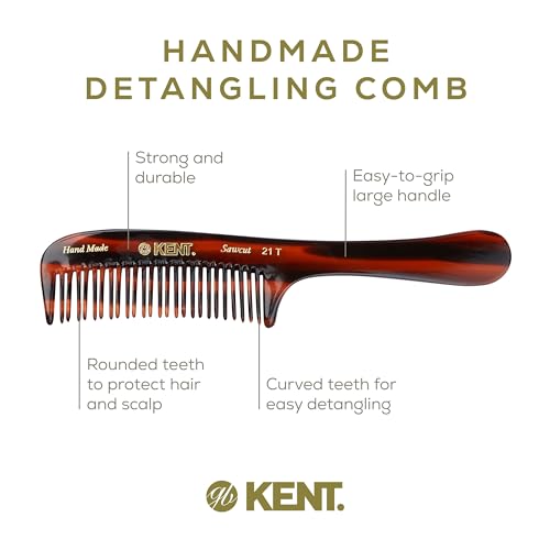 Kent 21T Large Detangling Wide Tooth Comb 3 Pack Tortoiseshell - Handmade