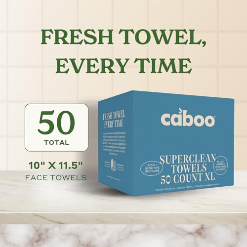 Caboo Tree Free Disposable Face Towels ? 50 Soft, Lint-Free Towels | Extra-Large 10x11.5¡± | Gentle Alternative to Makeup Wipes & Washcloths