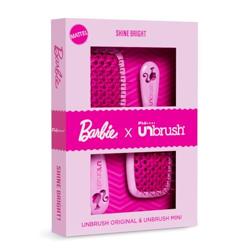UNbrush Barbie Detangling Brush Duo - Shine Bright - Pink