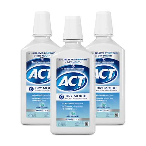 Dry Mouth Mouthwash with Fluoride & Xylitol - Soothing Mint, 33.8 fl oz, Pack of 3