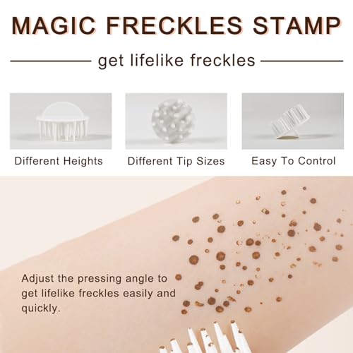 Erinde Upgrade Liquid Freckle Pen, Fake Freckles Stamp Air Cushion, Long Lasting Waterproof Quick Dry Lifelike Magic Freckles Stamp Marker for Natural Sunkissed Makeup, 01 Saddle Brown