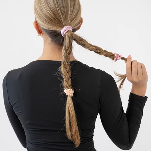 L. Erickson Pastel Hair Ties for Thick Hair, Grab & Go Pony Tube, 15 Pack, Taffy, Thick No-Crease Bands with Strong Hold, Damage-Free Design, Sweet Spring Colors