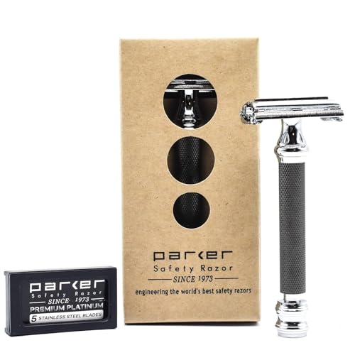 Double Edge Safety Razor with Gunmetal Finish & Long Handle – Wet Shaving Tool