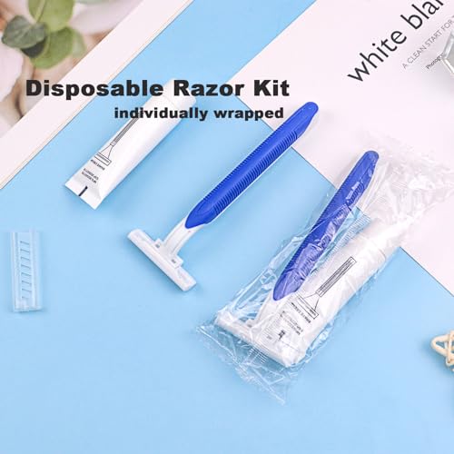 120 Pack Disposable Razors Bulk Blue - Travel & Hotel Shaving Set for Men & Women