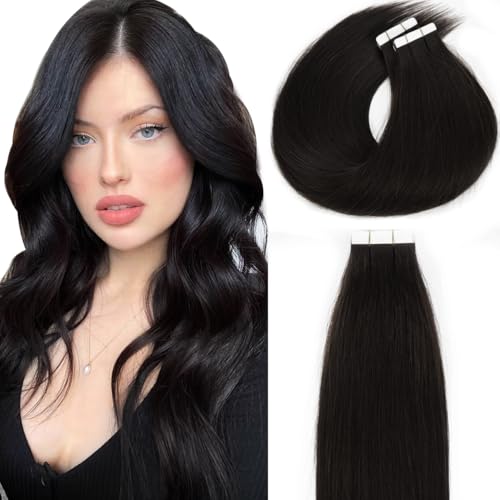 Lacer Seamless Remy Tape-in Hair Extensions #1B Natural Black 16 Inch 50g