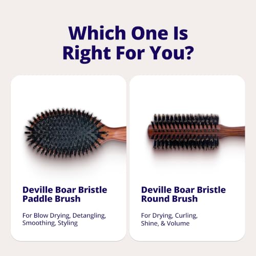 SPORNETTE 2 Inch Deville Boar Bristle Round Hair Brush for Blow Drying & Styling