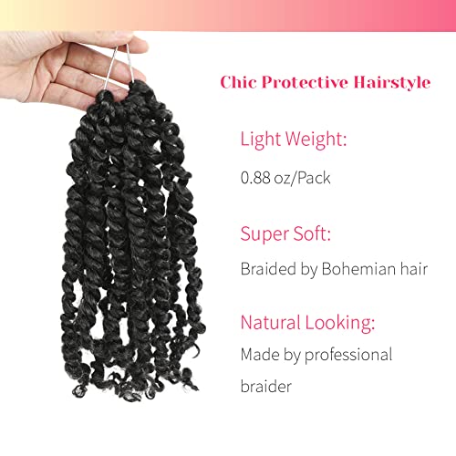 Passion Twist Crochet Hair 6 Inch for Black Women - Pre-Twisted, 1B, Pack of 8