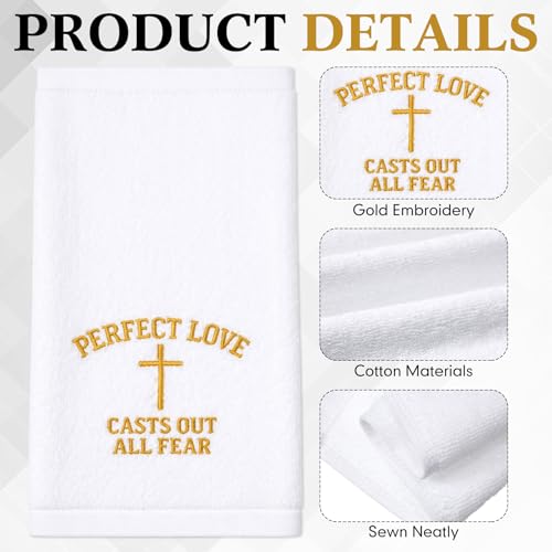 White Christian Gifts for Men & Women - 10 Pcs 12 Inch Embroidered Towels, Hillsuren
