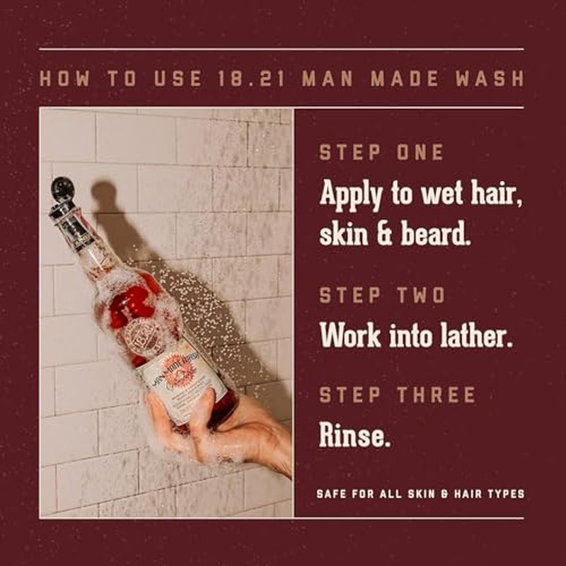 18.21 Man Made Noble Oud Wash & Spiced Vanilla 3-in-1, 18 oz Wash 2-Set Bundle, All Hair & Skin Types for Men, Strengthens and Moisturizes in a Manly Aroma