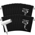 Hair Dryer Storage Bags Bulk 16 Pack Drawstring Pouches - Black