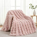 Ghouse Pink Faux Fur Bubble Throw Blanket 50x60 inches, 860 GSM, Soft Plush Decor for Couch & Bed
