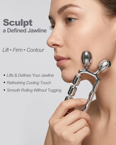 Yeamon Silver 3-in-1 Face Roller for Skin Care, Facial Massager & Under Eye Tool