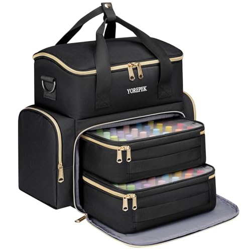 YOREPEK Extra Large Nail Polish Organizer Case Holds 48 to 100+ Bottles (15ml/0.5 fl.oz) UV lamp, Gel Polish Travel Case Bag with 2 Removable Pouches Fits Nail Suppiles, Gift for Manicurist, Girls