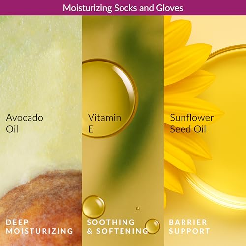 Epielle Moisturizing Hand & Foot Masks, Soften Dry, Rough Skin with Sunflower Seed Oil & Vitamin E, Self Care Gifts for Women, Spa Kit, Stocking Stuffers, 6 Moisturizing Gloves & 6 Moisturizing Socks