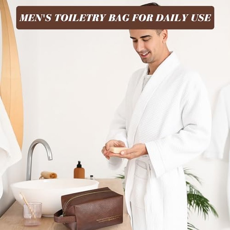 12 Pcs Groomsmen Gifts Bag for Men PU Leather Toiletry Travel May You Be Proud of the Work Sign Large Capacity Makeup Bag with Zipper Employee Appreciation Gift Shaving for Coworker Dad