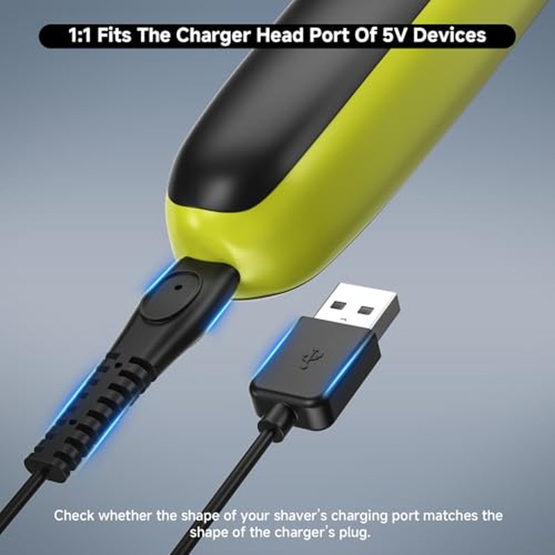 5V USB Charger Cord Compatible with Philips Norelco OneBlade 360 QP2724 QP2834 QP1924 QP4631 QP4530 QP1324 QP6552, Multigroom Series MG5910 MG7910 Electric Shaver Charger Cable [2-Pack, 3.3ft]