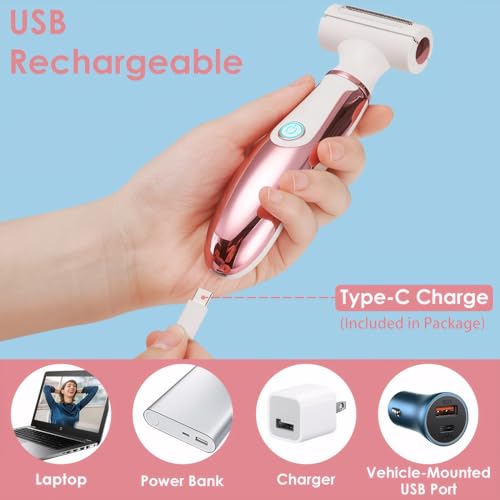 4 in 1 Electric Razors for Women, Portable Shaver for Women, Rechargeable Trimmer for Face Arm Body Legs Underarm Bikini