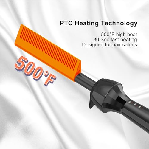 Dan 500℉ Electric Hot Comb for Black Hair with Straight Teeth, Wigs & Styling