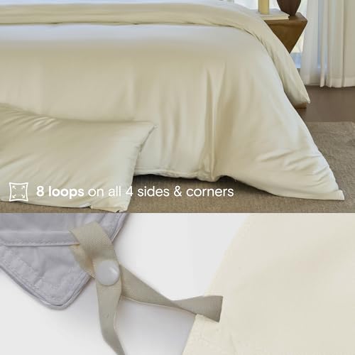 DOZ Organic Bamboo Duvet Cover Set Ivory King/Cal King - Cooling & Soft