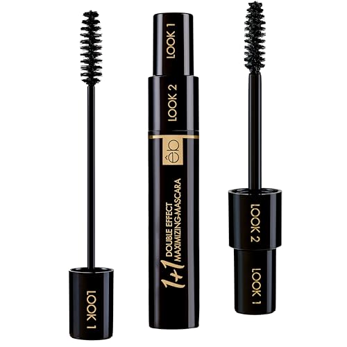 Double Effect Mascara for Women - 2 in 1 Volumizing, Lengthening & Curling, Long Lasting with Keratin, Intense Black