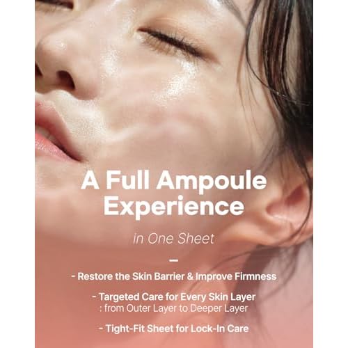 Mucin Collagen Peptide Hydrogel Mask (Plant Mucin & 7-Collagen Complex) ? Hydrating & Firming Facial Sheet, 5 Pack ? Korean Skincare Glow Essentials