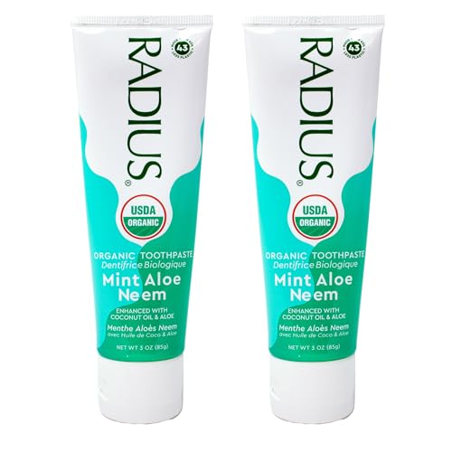 Mint Aloe Neem Organic Toothpaste 3oz Pack of 2 Natural Fluoride-Free Gum Care