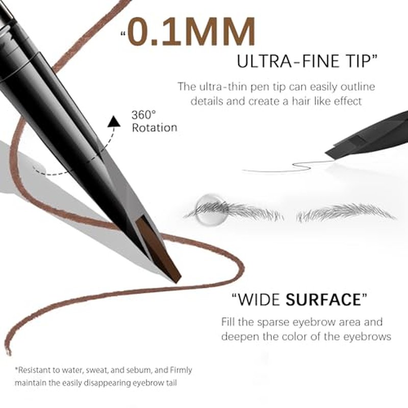 Browcharm Microblading Eyebrow Pencil for Women,0.1mm Ultra-Fine Mechanical Pencil,Makeup Brow Definer Waterproof,Draws Tiny Brow Hairs and Fills in Sparse Areas and Gaps (03 Light Brown)