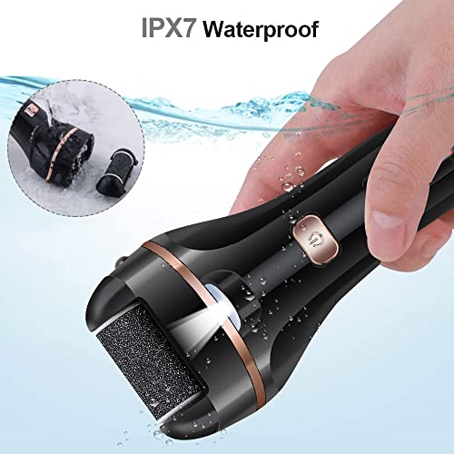Black Electric Callus Remover & Pedicure Set - Rechargeable Foot Care Kit with 3 Roller Heads & 2 Speeds