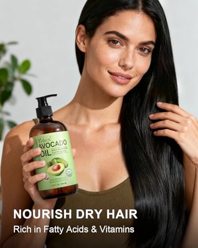 Organic Avocado Oil 16oz - Cold Pressed, USDA Certified, Natural Hair & Skin Nourishing Oil