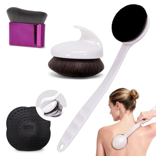 Babysheep Face & Body Kabuki Brush with Long Handle - White/Purple