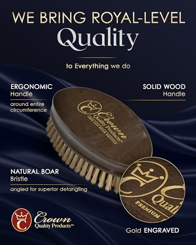 Crown Quality Rosewood Luxury Beard Brush with Soft Boar Bristles - High Gloss Finish