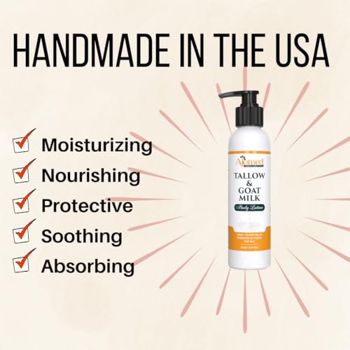 Handmade Organic Oatmeal & Honey Tallow & Goat Milk Body Lotion - Sensitive Skin, 8 OZ