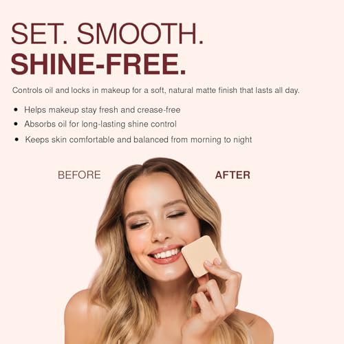 Palladio Pressed Rice Powder, Face Mattifying Setting Powder, Oil Absorbing, Poreless Makeup Foundation Perfecting, Facial Blotting Compact with Mirror, Includes Sponge, Translucent