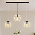 Black Globe Pendant Light Fixture 3-Light Modern Chandelier 27.6 Inch