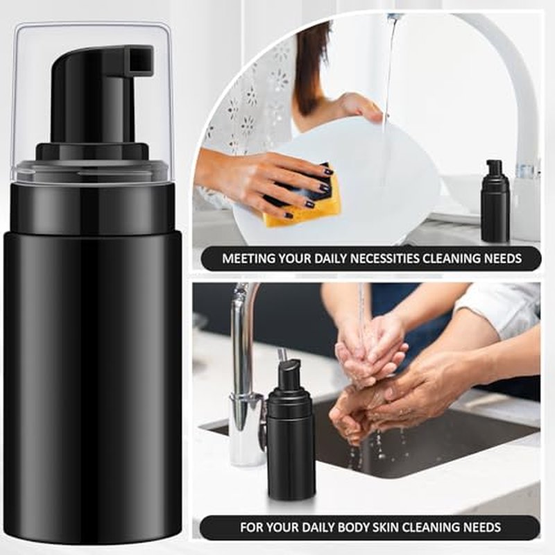 50pcs Foam Pump Bottles 1oz/30ml Plastic Mini Empty Dispenser DIY Travel Face Cleanser Mousse Soap Foam Bottle Refillable Hand Soap Eyelash Shampoo Cosmetics Portable Travel Pack(Black)