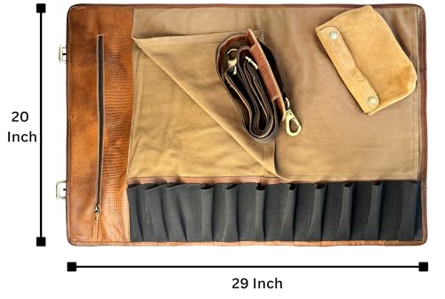 Rustic Town Genuine Leather Chef Knife Roll - Brown Rust