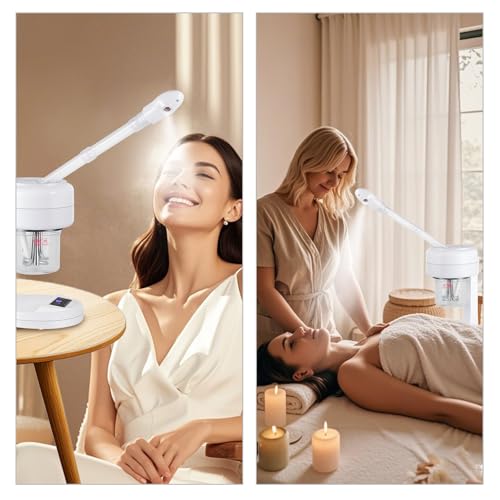 Nano Ionic Facial Steamer, Portable Face Steamer with LCD Screen, Extendable 360¡Æ Rotating Arm, Rotatable Nozzle, Hot Mist Function for Personal Care at Home or Salon