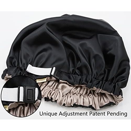 100% Mulberry Silk Lined Bonnet Adjustable Satin Sleep Cap 19 Momme Silk Bonnet for Women Curly,Long Hair Care