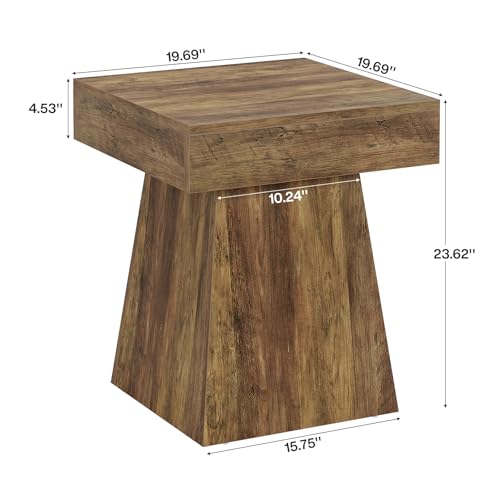 Tribesigns Rustic Mushroom-Inspired End Table with Wide Base - Brown / 1