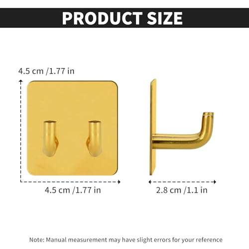 Snailhouse Razor Holder for Shower, 2 Pack Stainless Steel Self Adhesive Bathroom Razor Shaver Towel Hooks Hanger Stand for Wall, Gold