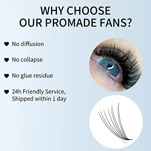 Premade Lash Fans Volume Extensions 8D D-Curl 9-16mm - Mixed Lengths - Variation of THIS listing